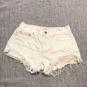 Free People White Denim Shorts- Size 26